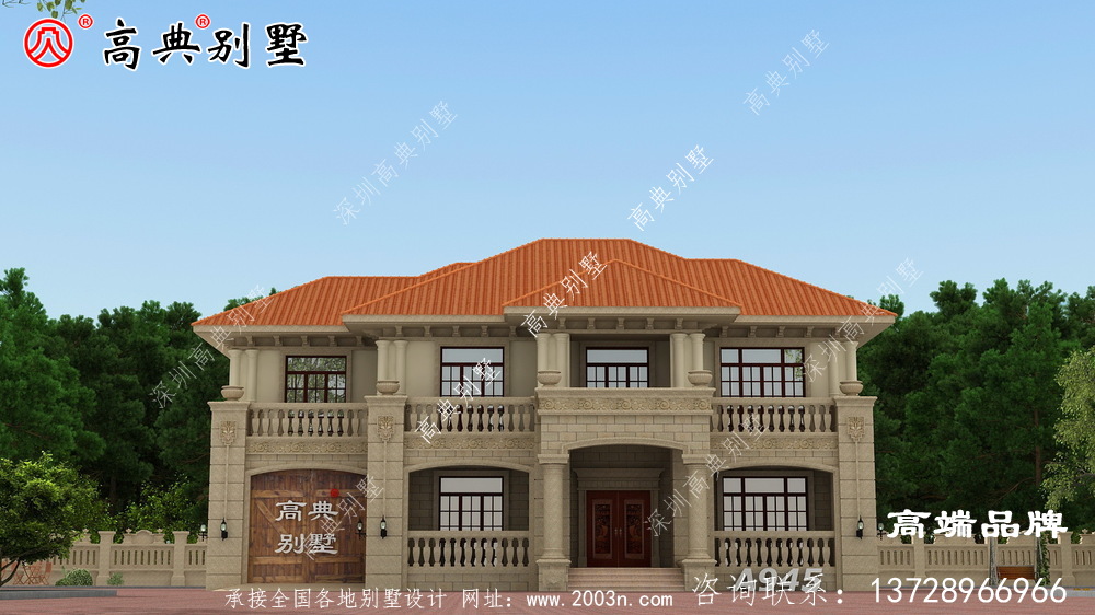 这款简约设计的欧式小别墅，占地方正，最适合农村建设。