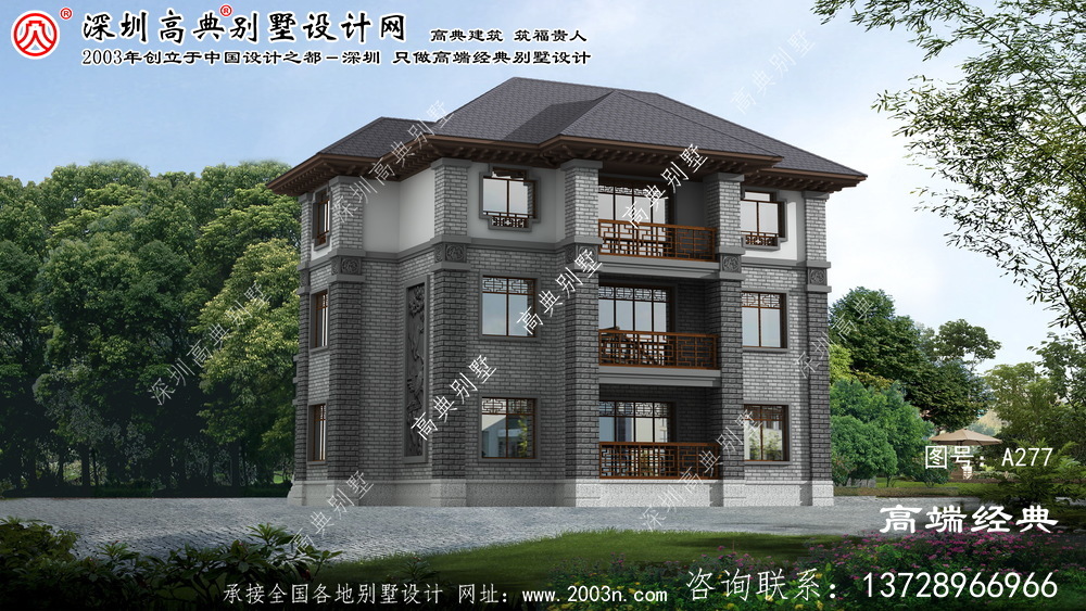 东阳市农村新中式三层别墅住宅设计