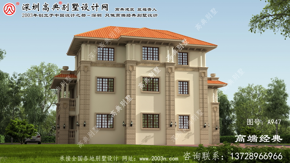 洛江区三层别墅外观设计效果图