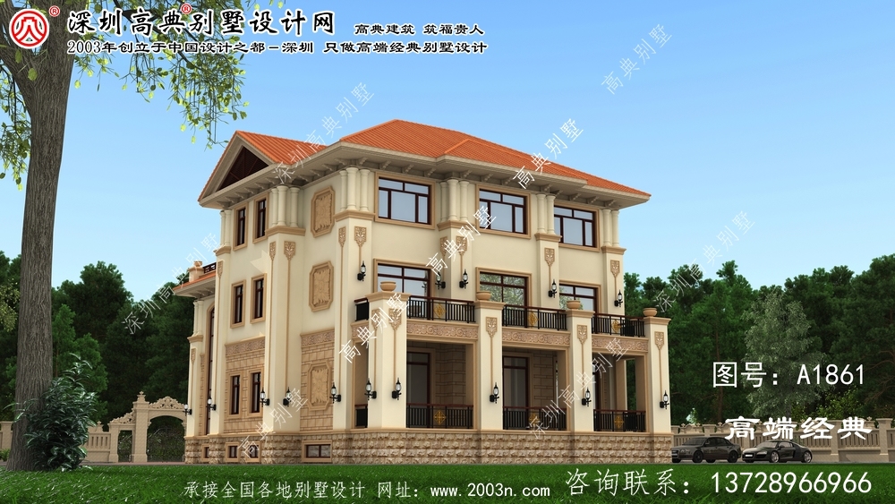 高雄市乡间小屋，雅致而大气，青山绿水作衬托。