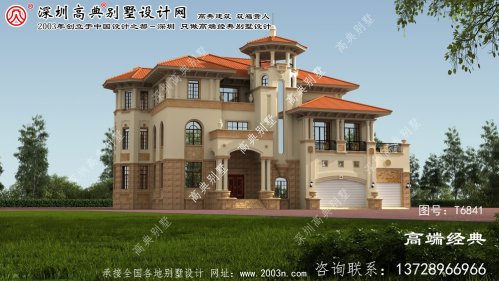 古县豪华大气的三层半欧式别墅设计图。