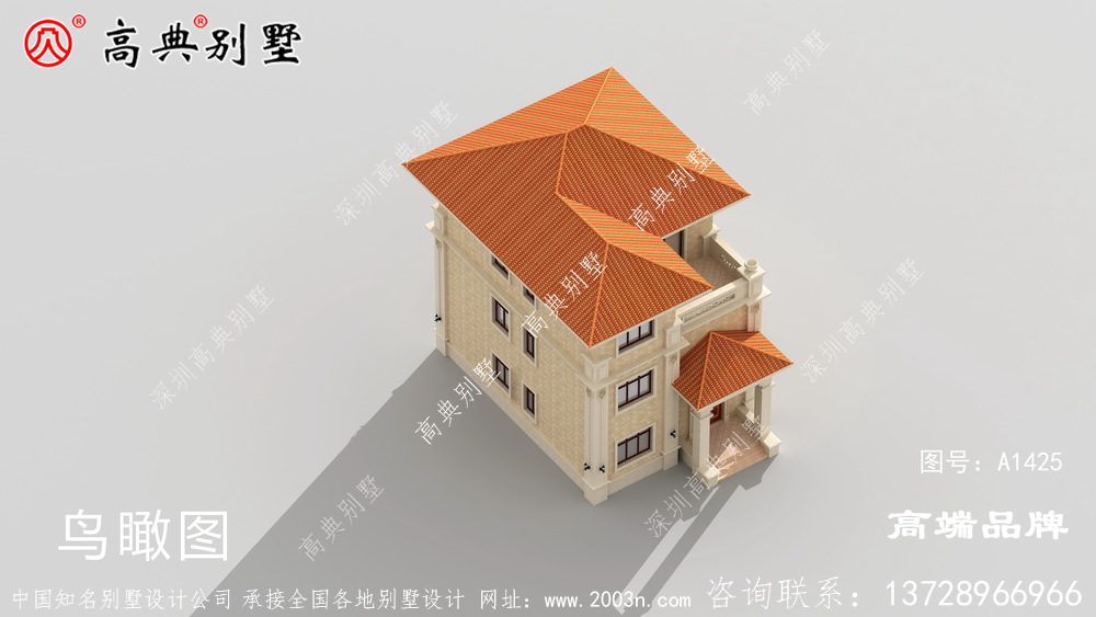 三层房屋设计效果图造型却十分的好看而简约