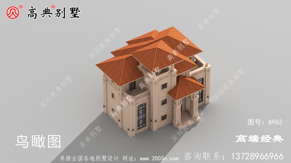 汉中市简约式三层别墅设计图，经济实用