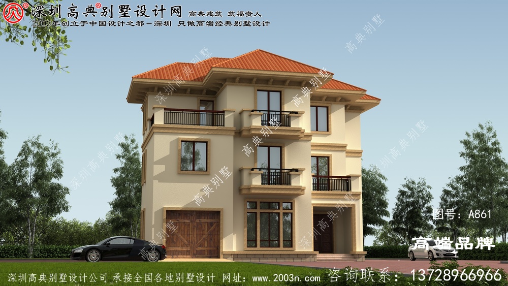 农村自建房图片三层，造型简单，布局紧凑，施工难度也不高