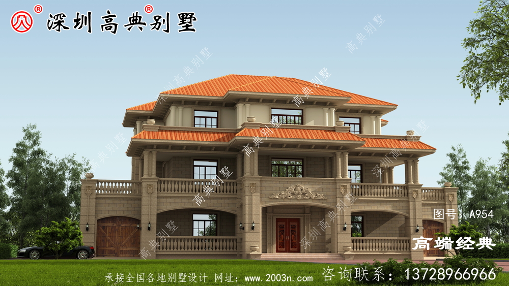 农村普通建筑的三层设计简单实用，成本低廉，可以轻松建造。
