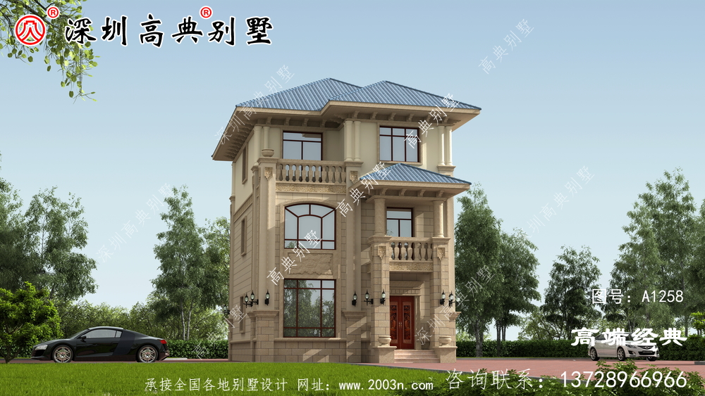 农村三楼别墅的最佳设计图，我也想住在这样的房子里。
