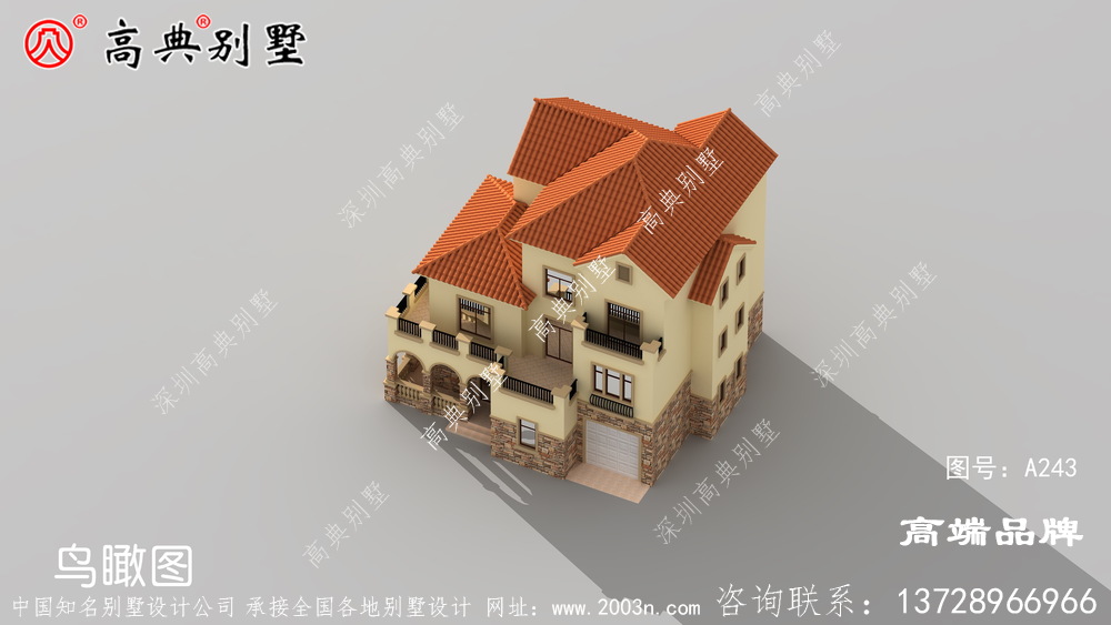 这款田园风格三层别墅虽说不豪华，但也非常时尚大气